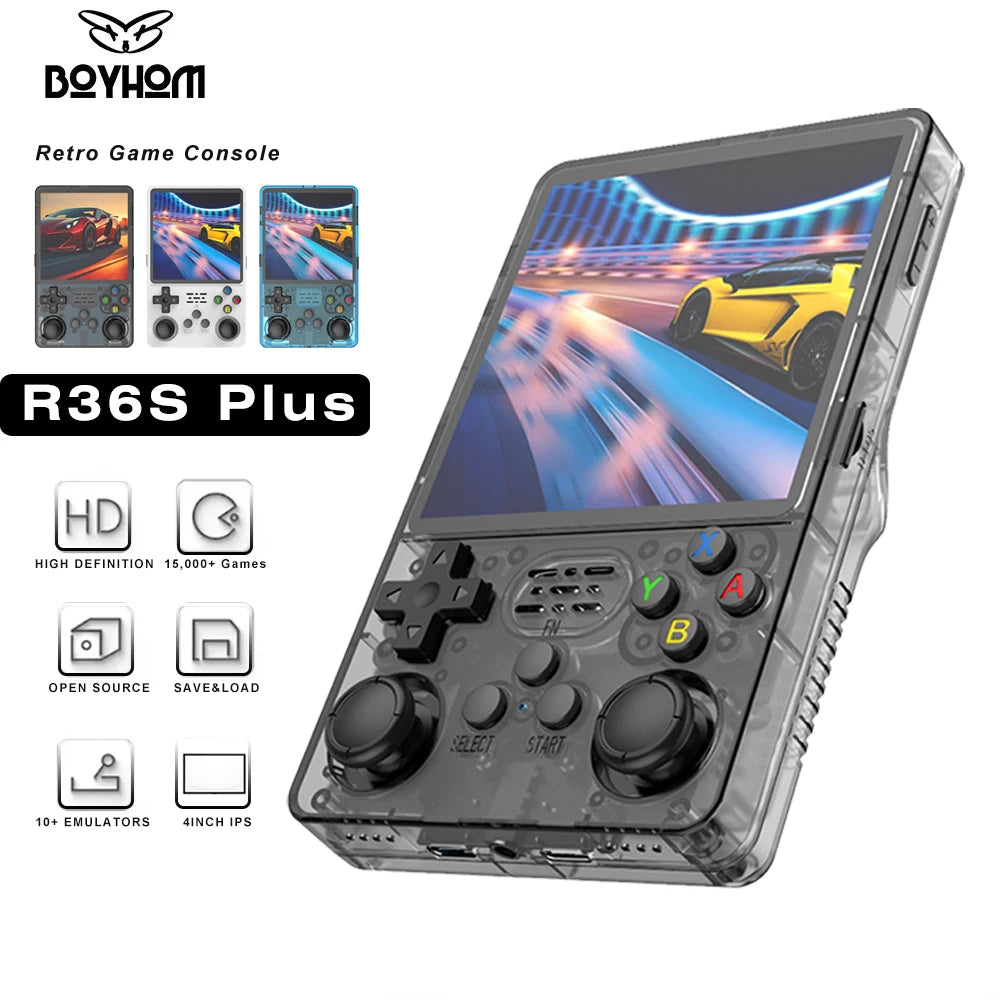 Big Screen BOYHOM R36PLUS Handheld Game Console 4.0inch 10000+ Games PK R36S Portable Pocket Video Player Kids Gift Arkos System
