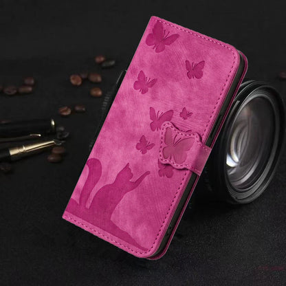 Funda S24 Flip Case for Samsung Galaxy S24 S25 Plus S23 Ultra S22 S21 S20 FE Cases Cute Cat Butterfly Leather Wallet Back Cover