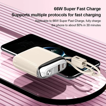 CCC 20000mAh Mini Power Bank 66W Super Fast Charging Built-in USB-C Cable PD3.0/QC3.0 Certified Portable Charger Travel-Friendly
