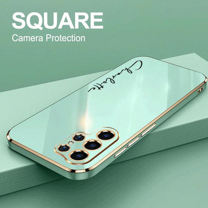 Case For Samsung Galaxy S24 Ultra Personalized Customized Name Case Luxury 6D Plating Soft Cover S23 S22 S21 S20 FE Ultra Plus - covers4phones
