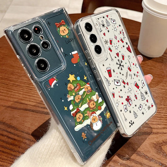 Cartoon Gifts Christmas Case For Samsung Galaxy S25 S24 Ultra S23 S22 Plus S21 FE A15 A16 A17 A26 A35 A36 A54 A55 A56 5G Funda