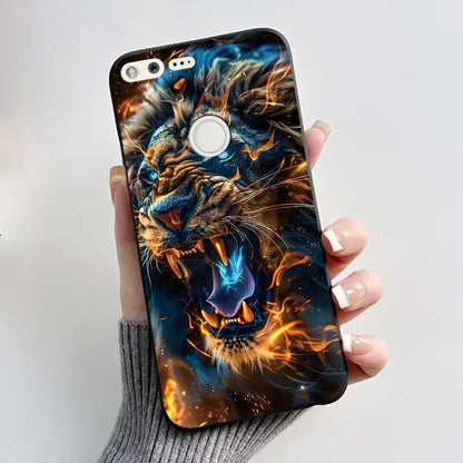 Case For Google Pixel 1 Soft Silicone Black Case For Google Pixel 1XL Elegant Style New Design Pattern Koi Dragon King Casing