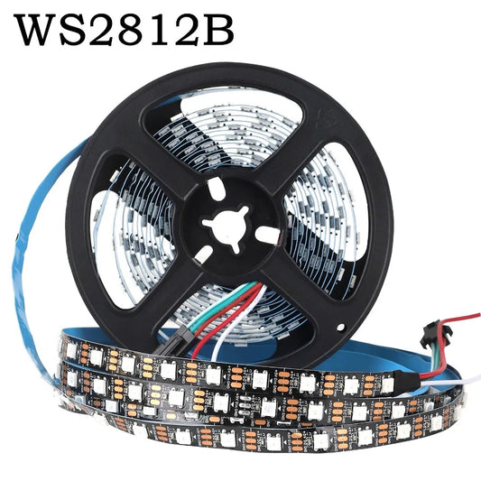 WS2812B 5050 RGBIC Smart LED Strip WS2812 Individually Addressable IC 30/60/144Pixels/Leds/m Light DC5V Black IP30/67 Waterproof