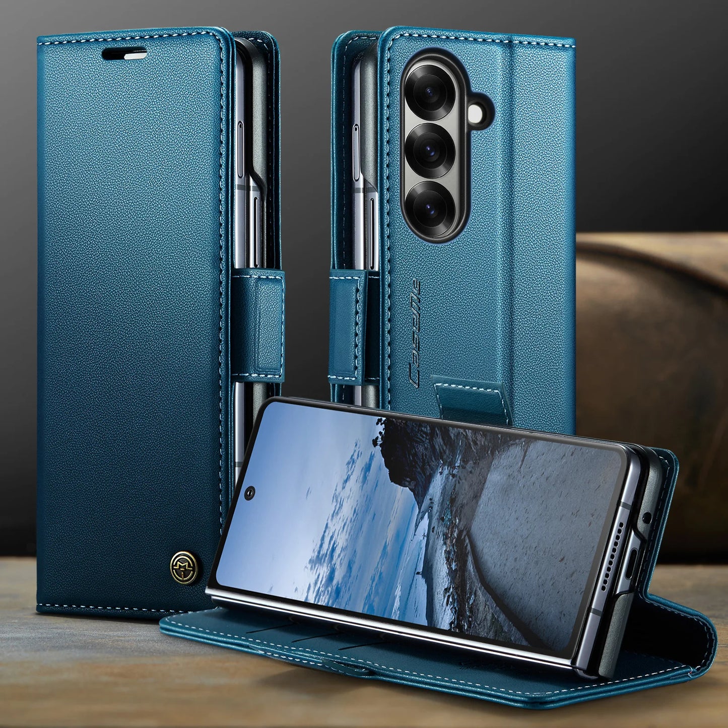 CaseMe Retro New PU Leather Magnetic Book Phone Case For Samsung Galaxy Z Fold 7 6 5 Wallet Flip Case For Samsung Galaxy Z Fold7