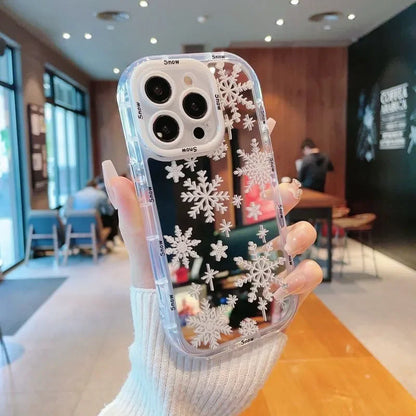 Winter Christmas Beauty Snowflake Makeup Mirror Frame For iPhone Case 16 15 14 13 12 11 Pro XR XS Max 7 8 Plus Phone Y2K Cover