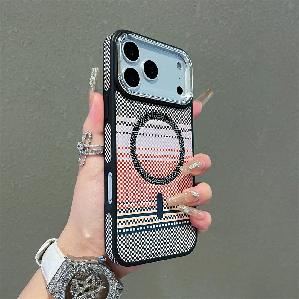 Slim Magnetic Striped Pattern Case for iPhone 17 Pro Max Air 16 15 14 13 12 11 for Magsafe Shockproof Ultra Thin Colorful Cover