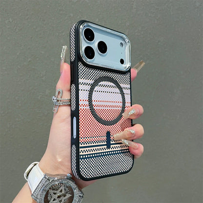 Slim Magnetic Striped Pattern Case for iPhone 17 Pro Max Air 16 15 14 13 12 11 for Magsafe Shockproof Ultra Thin Colorful Cover