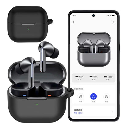 Silicone Earphone Protective Cover with Carabiner for Samsung Galaxy Buds 3 and 3 Pro Dustproof Skin Sleeve