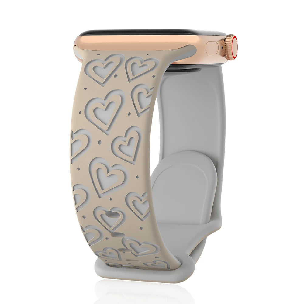 Engraved Band for Apple Watch 40mm 41mm 42mm 44mm 45mm 46mm 49mm Soft Silicone Wrist Strap iWatch SE Series 10 9 8 7 6 5 4 Ultra
