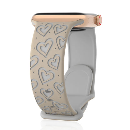Engraved Band for Apple Watch 40mm 41mm 42mm 44mm 45mm 46mm 49mm Soft Silicone Wrist Strap iWatch SE Series 10 9 8 7 6 5 4 Ultra