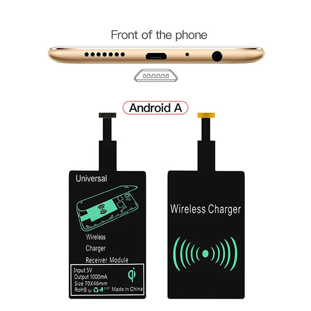 Universal Android Qi Wireless Charging Receiver Type C Wireless Charger Receiving Patch For Micro USB Smartphone For Iphone 6 7