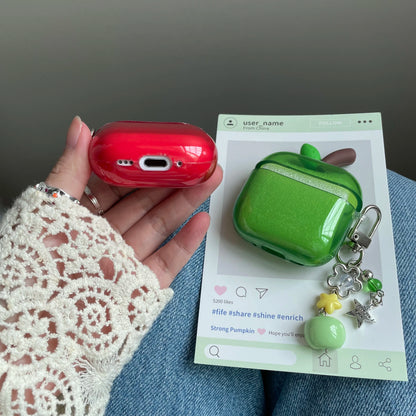 Translucent Red Green Apple Earphone Case for AirPods 1 or 2 3 4 Pro 2 3 Air Pods AirPod Pro2 Pro3 Soft Imd Cute Cover Pendant