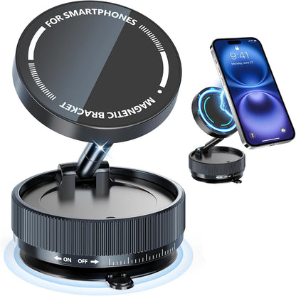 Vacuum magnetic phone holder, Magsafe suction cup phone holder, 360 ° adjustable magnetic phone holder, pocket sized foldable