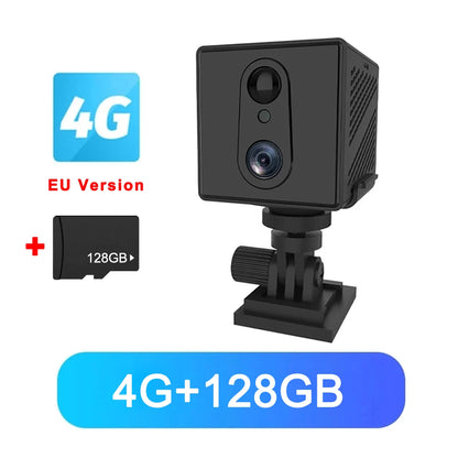 5MP 4G SIM Card Mini Camera Indoor Night Vision Surveillance Security Monitoring Rechargeable 3000 mAh Battery Powered Home Cam
