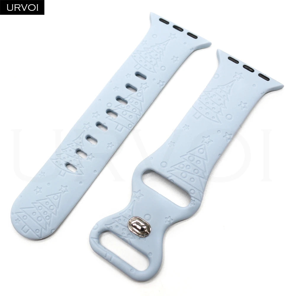 URVOI Christmas Sport Band for Apple Watch ultra 2 3 Series 11 10 9 8 Xmas tree silicone strap for iWatch Santa red green white
