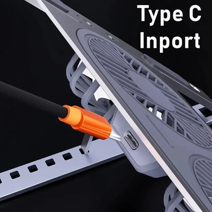 Aluminum Laptop Stand Foldable Desk Riser Mute Cooling Fan Adjustable Notebook Stand For Macbook Pro Air Computer PC iPad Tablet