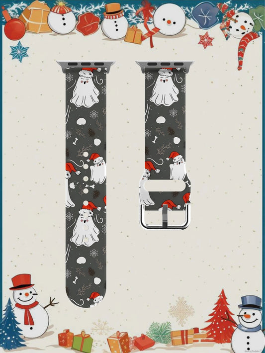 Christmas Hat Elf For Apple Watch Band 45 mm 44 40 41 38 42mm Christmas Ghost Bracelet iWatch Series 7 6 3 se 8 9 10 11 Ultra 3