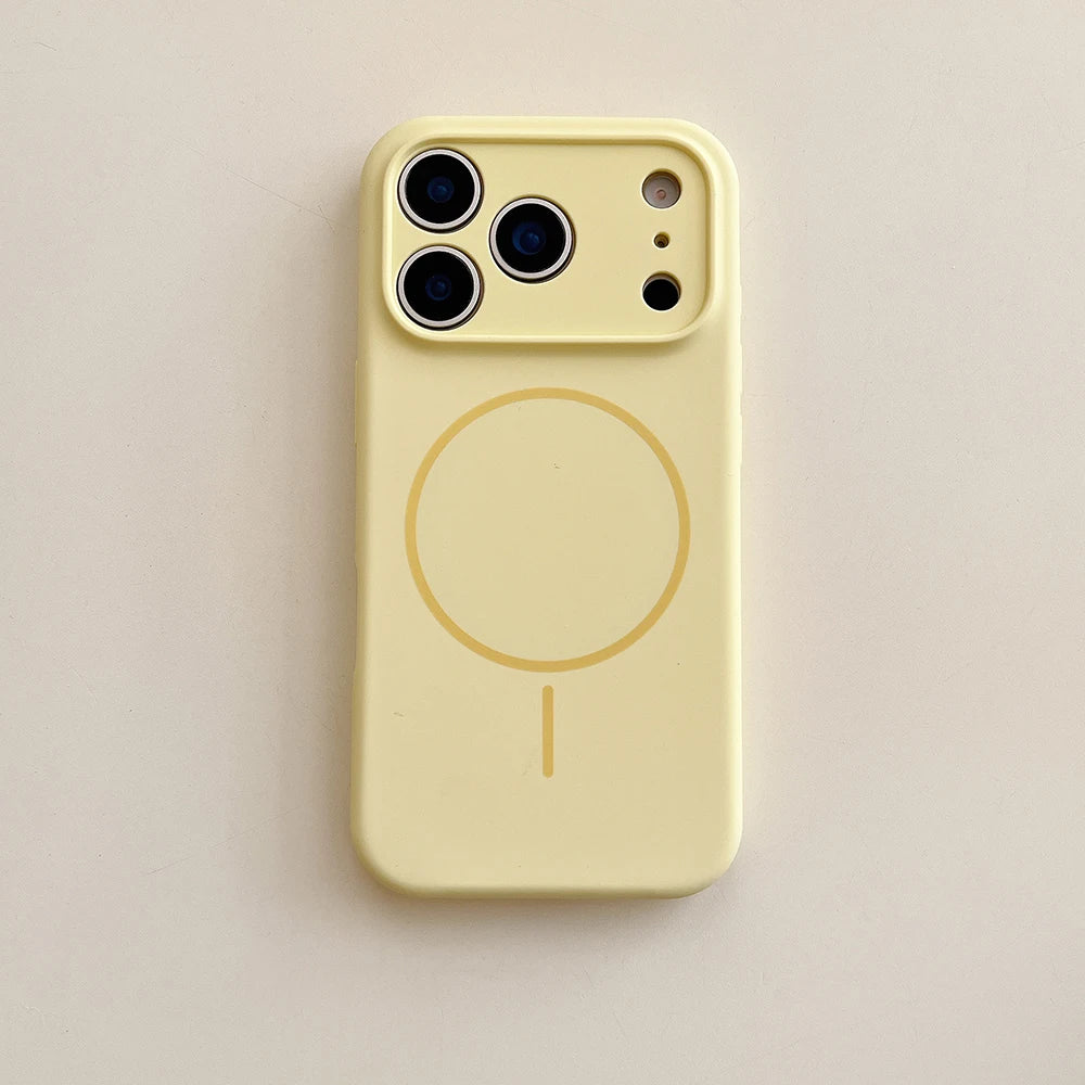 Desert Gold liquid silicone magnetic charging phone case for iPhone 17 16 15 14 13 12 Pro Max Air fine hole magsafe soft cover
