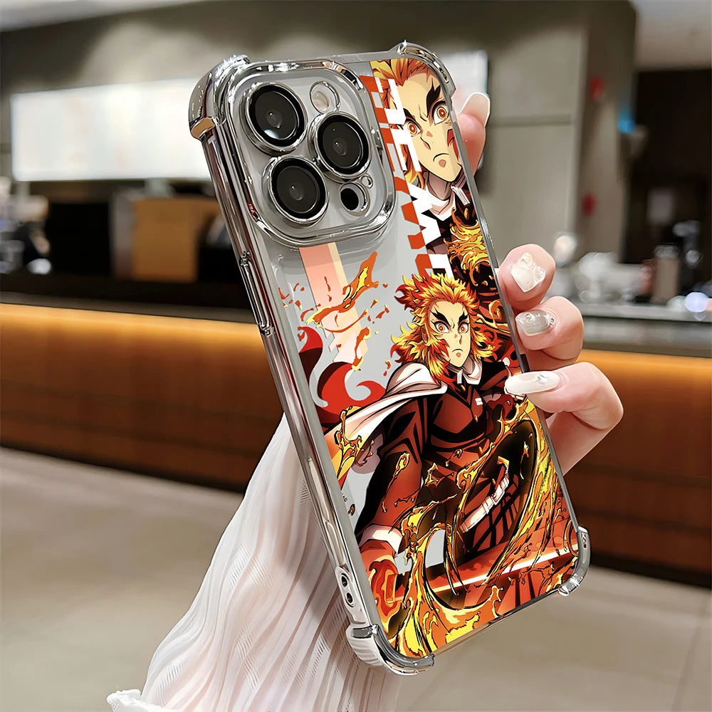 Anime Demon Slayer Plating Case For Samsung S25 S24 S23 S22 S21 S20 FE Note20 Plus Ultra 4G 5G Anti Fall Airbag Back Cover