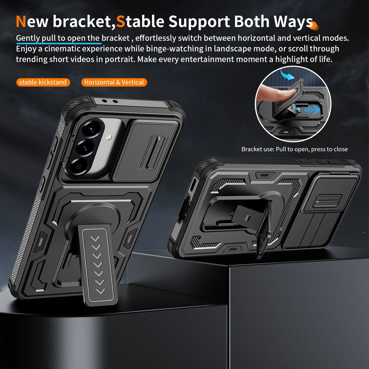 Protection Case for Samsung Galaxy S25 Ultra S24 A17 A56 5G A36 A26 Anti-Drop Kickstand Phone Funda Covers