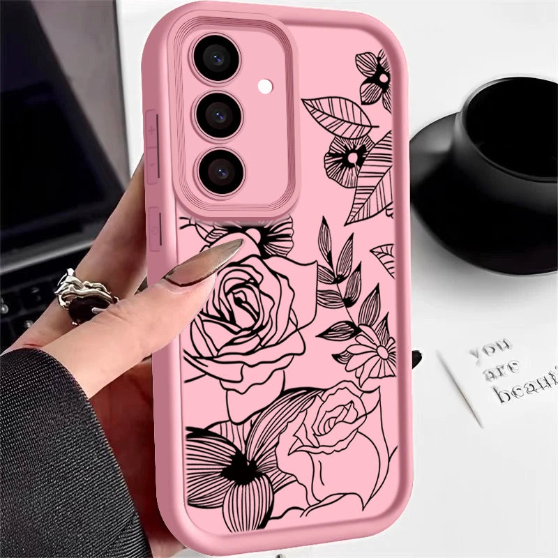 Flowers Soft Case For Samsung Galaxy S25 Edge FE S24 S23 S22 Ultra A17 A56 A36 A26 A16 A54 A15 5G A55 A25 Silicone Phone Cover