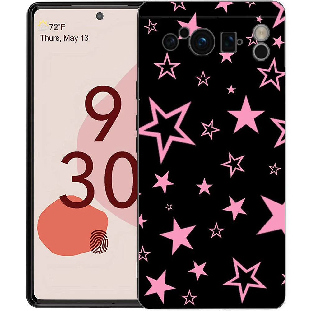 Star Art Phone Case For Google pixel 9 8 7 6 Pro 8A 6A 7A 5G Silicone Shockproof Black Cover Fundas