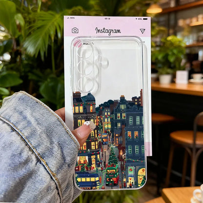 For Samsung Galaxy S25 Cute Winter Snow Case for Samsung S24 S23 Ultra S 25 24 Plus Christmas Tree Santa Claus Clear Phone Cover