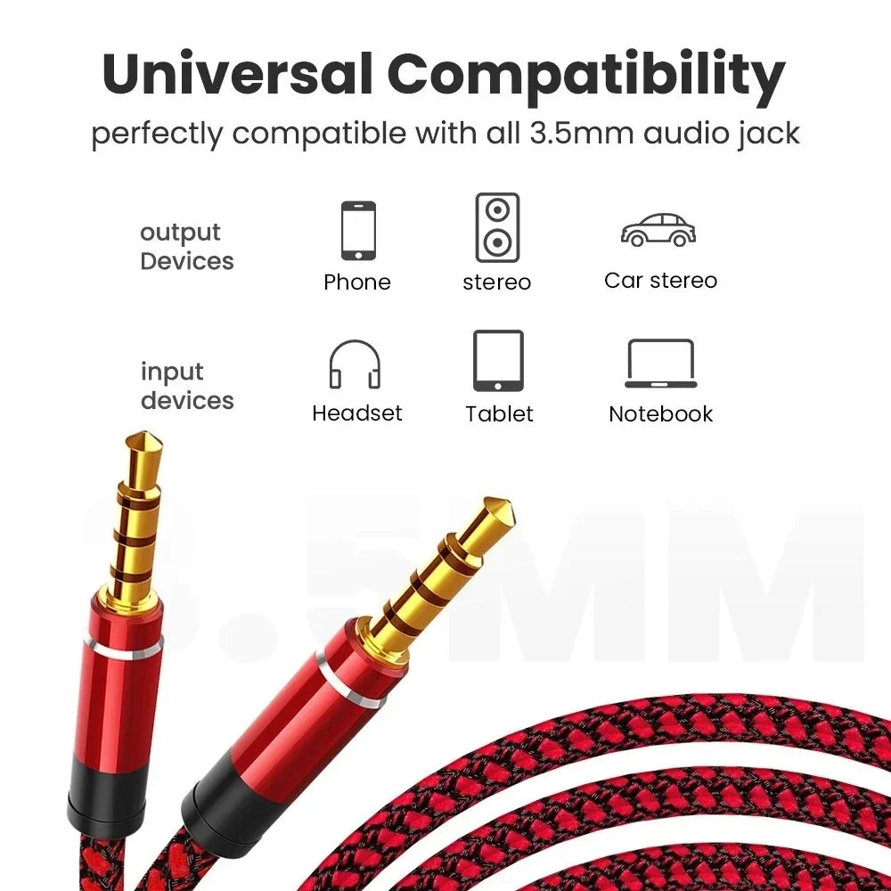 1.5m 3.5mm Jack Male to Male Extension Aux Line Audio Cable for iPhone Samsung Xiaomi Car Headphone Audio Jack Braided Wire