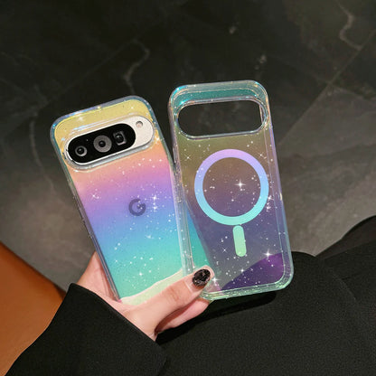 Luxury Laser Glitter Phone Case For Google Pixel 9 10 Pro XL 9A 9pro For Magsafe Magnetic Shockproof Bumper Hard Cover Funda