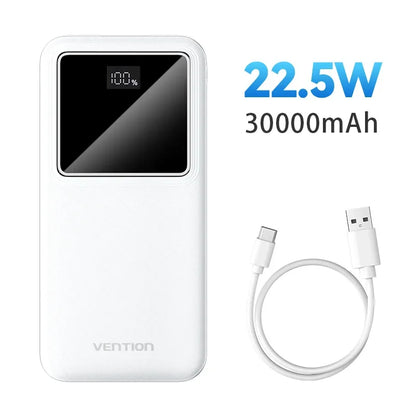 Vention Power Bank 30000mAh PD 22.5W Fast Charging Phone External Battery Powerbank Charger for Xiaomi Poco iPhone Samsung iPad