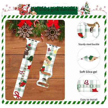 Little Dog Christmas Printed Strap for Apple Watch 11 10 9 Silicone Band Replaceable Bracelet for iWatch 46/44/42/41mm Watchband