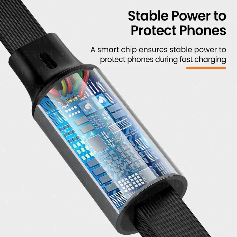 6A 100w  Data Cable 3 in1 Fast USB Cable Retractable Portable Charging Line Micro USB Type C Charger Cable For Iphine/Samsung