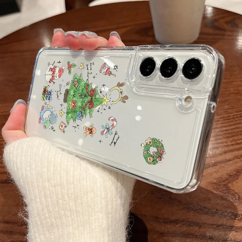Cartoon Gifts Christmas Case For Samsung Galaxy S25 S24 Ultra S23 S22 Plus S21 FE A15 A16 A17 A26 A35 A36 A54 A55 A56 5G Funda