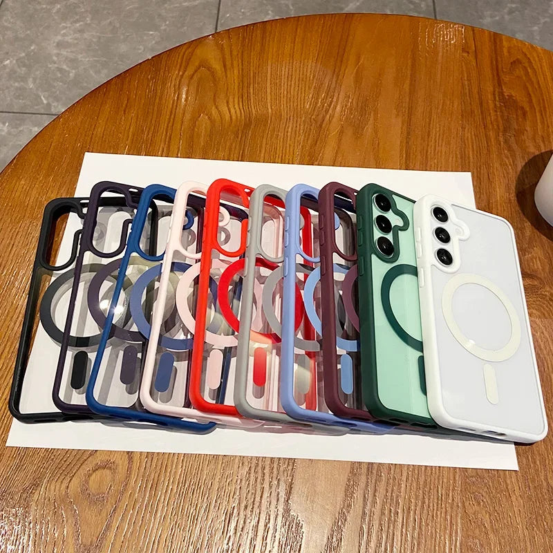 HD Clear for Magsafe Magnetic Case for Samsung Galaxy S26 Pro S25 Edge S24 S23 S22 Plus Ultra Wireless Charging Shockproof Cover
