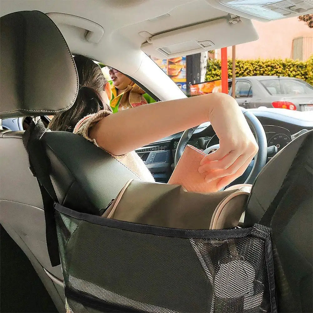 Car Seat Middle Storage Bag Universal Car Seat Side Back Storage Net Bags  Multifunction Handbag Holder Net Pocket