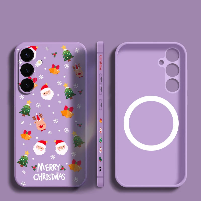 Christmas Santa Elk Magnetic Case For Samsung Galaxy S25 S24 S23 Ultra S22 Plus S24 S21 S20 FE For Magsafe Wireless Charge Cover