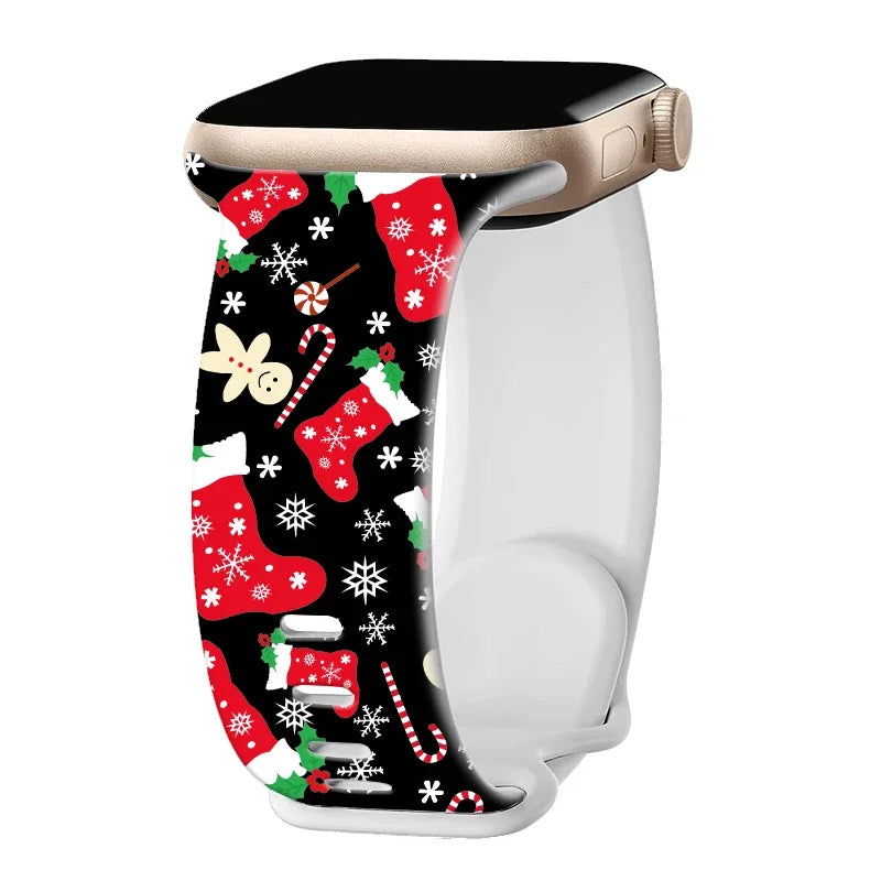 Christmas Strap for Apple Watch Ultra 3 Band 49mm 46mm 41mm 42mm 44mm 45mm Silicone Loop Bracelet for iWatch 11 10 9 8 7 6 5 SE