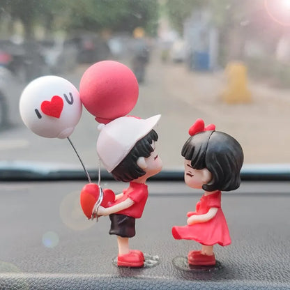 Couple Cute Ornaments for Car, Car Decoration Cute Cartoon Couples Action, Cartoon Car Dashboard Decorations, Cute Lovely Kiss C