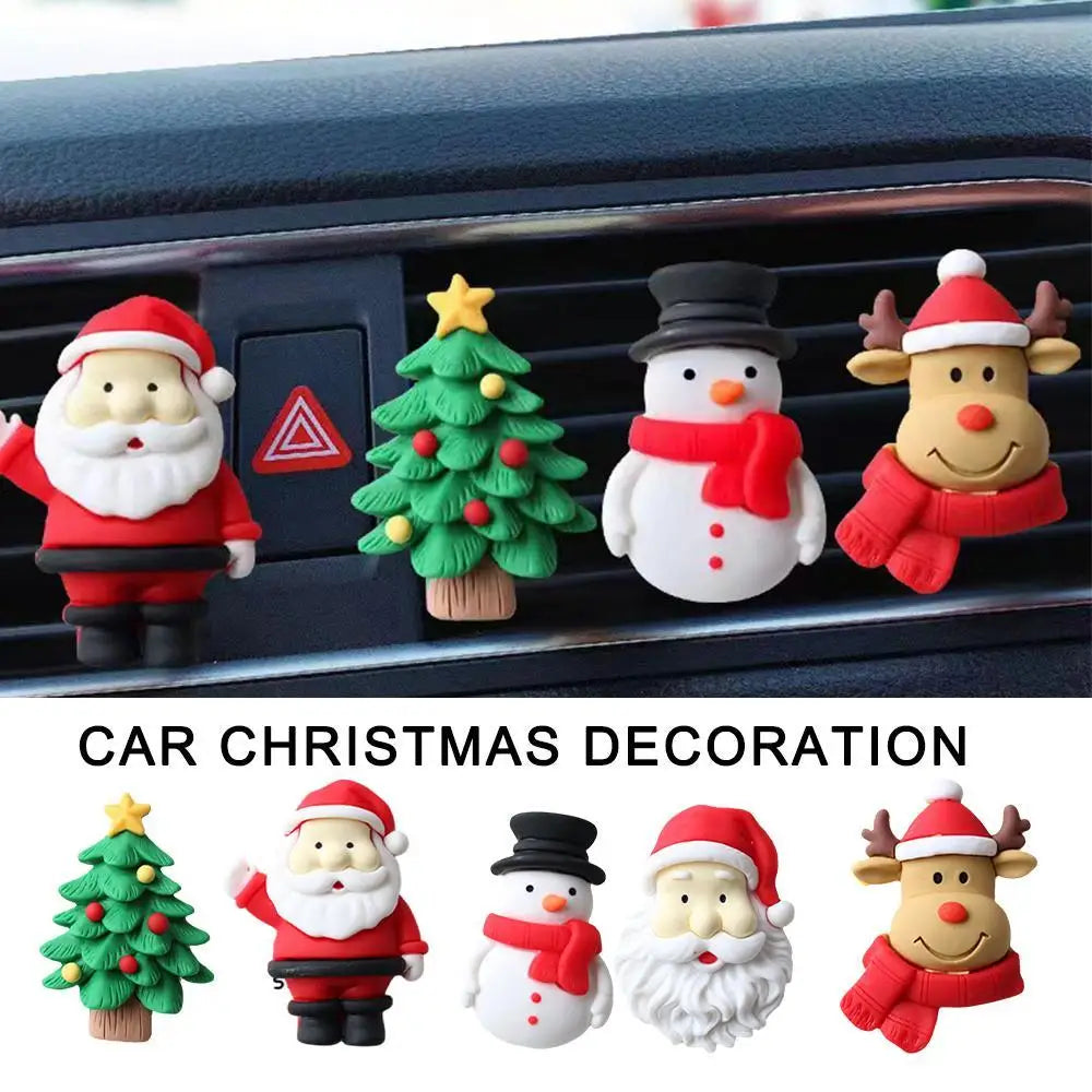 Car Air Outlet Fragrant Clips 3D Christmas Santa Claus Elk Bell Resin Aromatherapy Clip Auto Interior Decoration Accessories