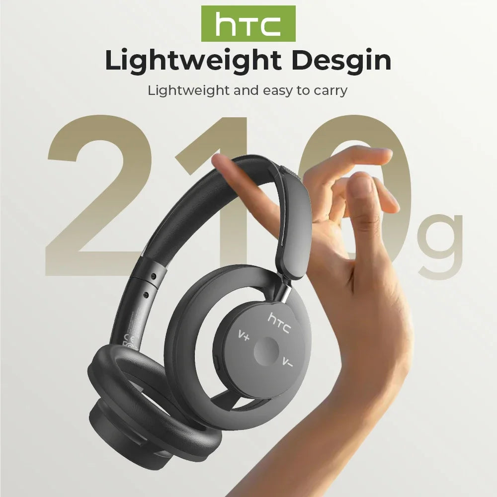 HTC HP06 Open-Ear Wireless Headphones Bluetooth V6.0 Airy Foldable AI Translate Headset for PC Laptop Phone TV Ultralight Hollow