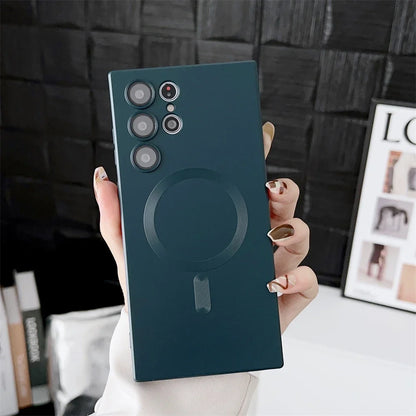 Luxury Matte Magnetic Case for Samsung S25 S24 S23 S22 Ultra S21 S20 Plus Capa for Samsung Note 20 Ultra Magsafe Phone Cover