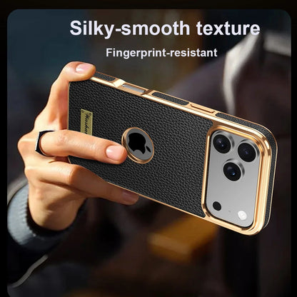 Luxury Togo Calfskin Genuine Leather Case view Window of apple logo cover For iPhone 17 16 15 14 Pro Max 17 Air Cases skin Funda