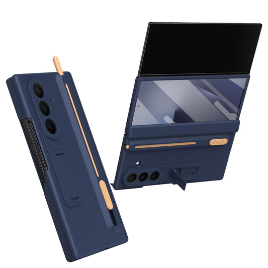 Matte For Samsung Galaxy Z TriFold Tri-Fold Case Kickstand Bracket Pen Slot Stylus Holder Hinge Back Cover Glass Film Protector