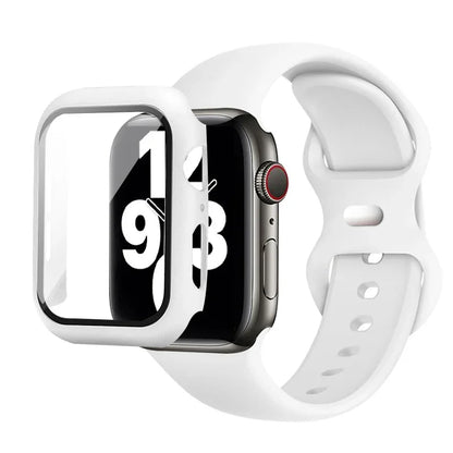 Silicone Strap+case for Apple Watch Band 44mm 40mm 45mm 41mm 49mm 42mm 38mm 44 45 Mm Bracelet Iwatch Ultra Series 7 Se 3 4 5 6 8