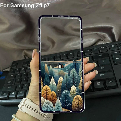 Winter Snow Merry Christmas Tree Phone Case For Samsung Galaxy Z Flip 7 Clear Hard Folding Cover For Samsung Galaxy Z Flip7 Bag