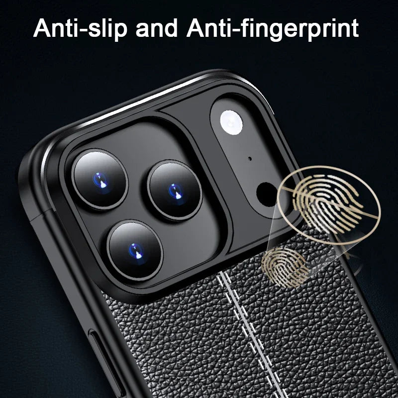 Business Soft Silicone Leather Texture Style Phone Case for IPhone 17 Air Pro Max 17Pro Anti-Fingerprint Protection Back Cover