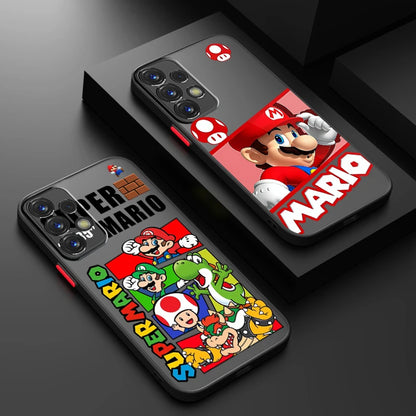 S-Super M-Marios B-Bros Frosted Translucent For Samsung Note 20 A35 A03 A54 A31 A22 A34 A14 A24 A04 A55 5G Cover Phone Case