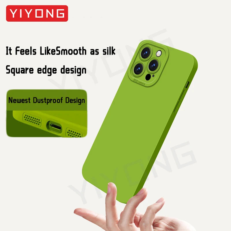 For iPhone17 Pro Max YIYONG Square Liquid Silicone Soft Cover For iPhone 17 16 15 14 12 13 iPhone17 Air iPhone15 Plus Phone Case