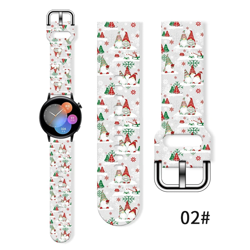 20mm Christmas 6 Strap for Samsung Galaxy Watch 7/6/5 40mm 44mm Band Replaceable Bracelet for Xiaomi Huawei Amazfit Watchband