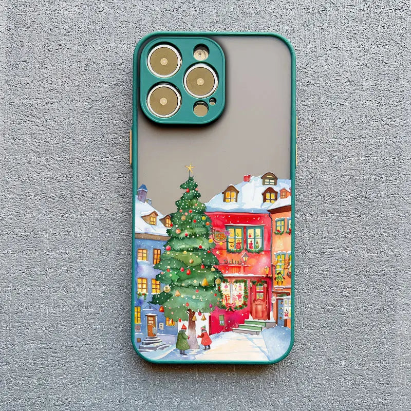 Ins Cartoon Christmas Style Phone Case For iPhone 17 16 Pro Max 15 14 13 12 11 Pro Max XR XS X 16 Plus Streetscape Phone Covers